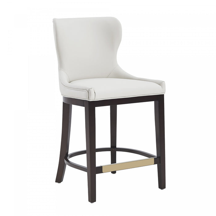 Tabouret de comptoir Blair moderne en bois et tissu blanc - Lot de 2