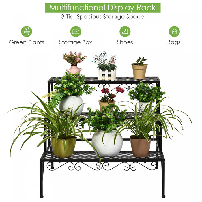 Presentoir Pour Plantes 3 Niveaux, Porte-plantes Sur Pieds, Porte-plantes Multifonctions Pour Interieur Et Exterieur, Pour Collections De Petites Plantes, Presentoir Pour Pots De Fleurs, Pour Veranda, Jardin Et Balcon