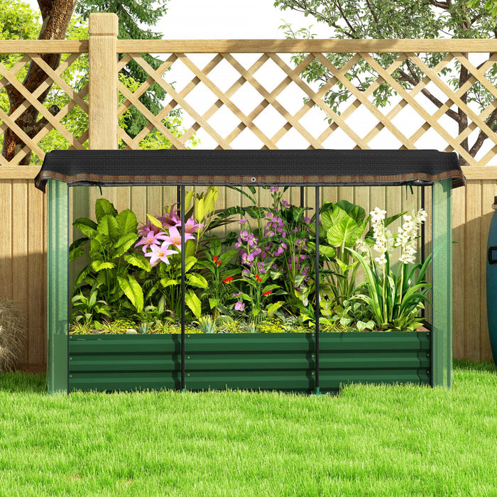 Outsunny Lit De Jardin Sureleve Galvanise Avec Cage De Culture Et Toile