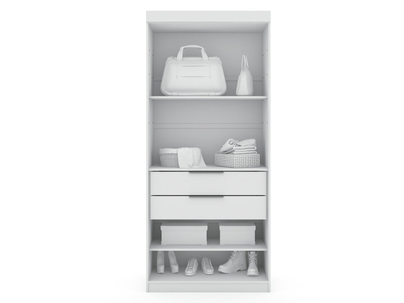 Armoire contemporaine moderne Mulberry 36\" en blanc - Ensemble de 2