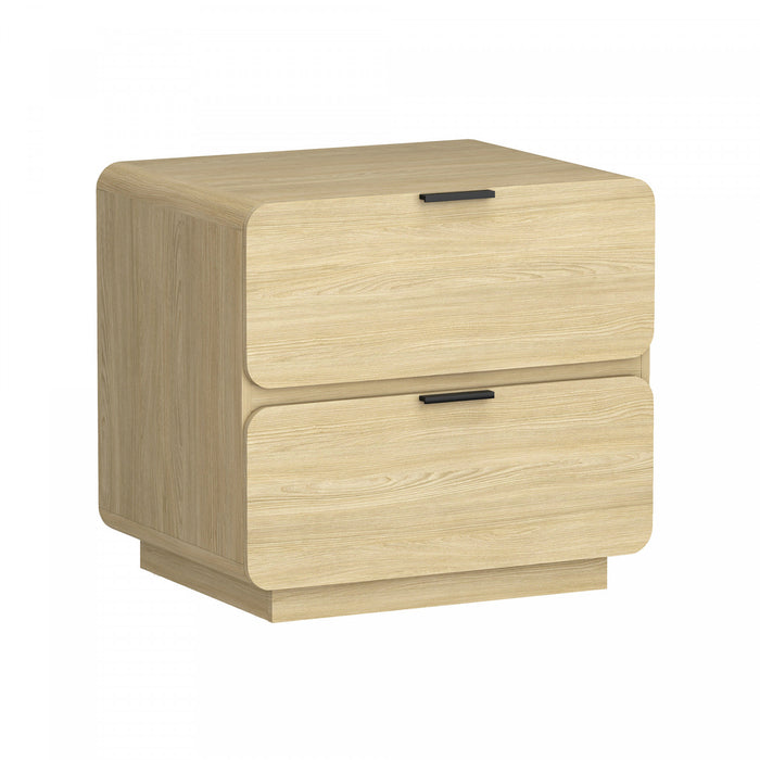 Table de nuit contemporaine moderne Chrystie 66 cm en bois naturel (2 tiroirs)
