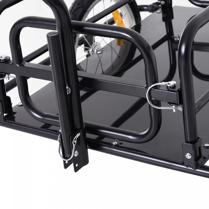 Aosom Remorque Pliante Pour Bicyclette Chariot Utilitaire Pour Bicyclette Chariot De Voyage Pour Bagages De Jardin Outil De Patio Avec Attelage Noir Tres Resistant