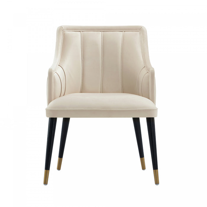 Fauteuil moderne Eda en bois avec accoudoirs, coloris creme