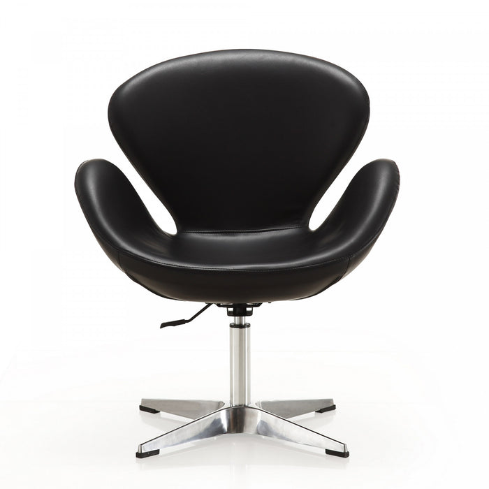Fauteuil lounge pivotant moderne Raspberry en tissu noir - Lot de 2