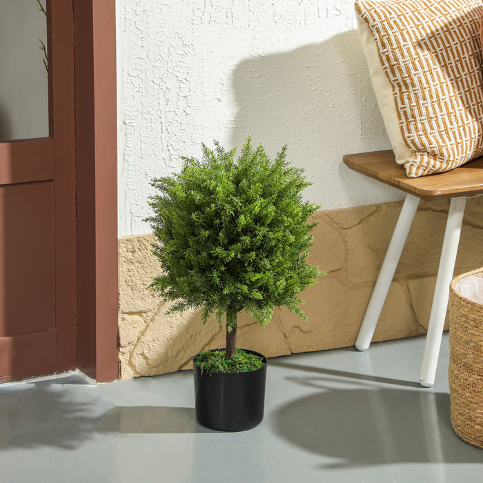HOMCOM Lot de 2 plantes artificielles decoratives, fausses plantes, vert