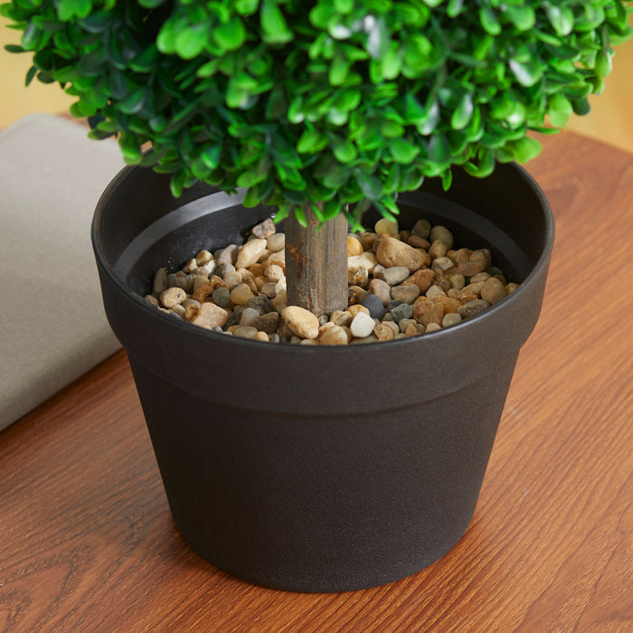HOMCOM Lot de 2 arbres artificiels en buis, Boules en buis avec pot