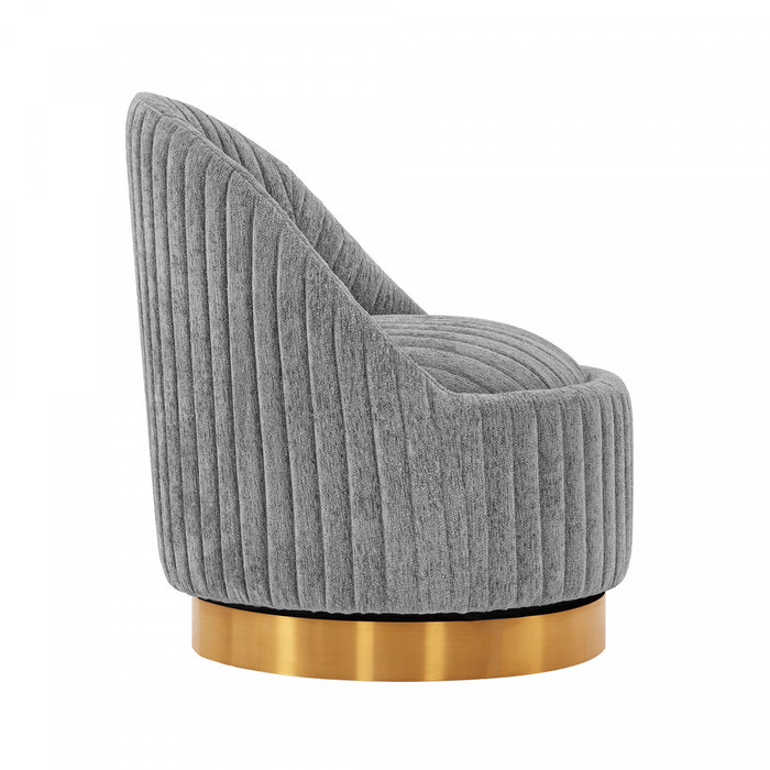 Fauteuil pivotant moderne en chenille Leela gris - Lot de 2