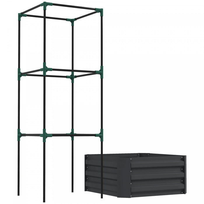 Outsunny Lit De Jardin Sureleve Galvanise Avec Cage En Treillis, Gris