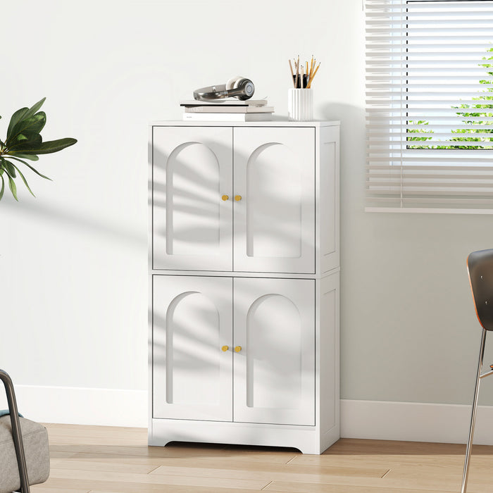 HOMCOM Armoire de cuisine 43\", meuble de rangement a 4 niveaux, blanc