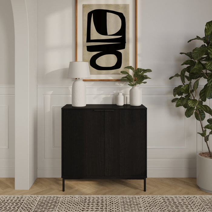 Armoire de rangement mince Nordika à 2 portes - noire