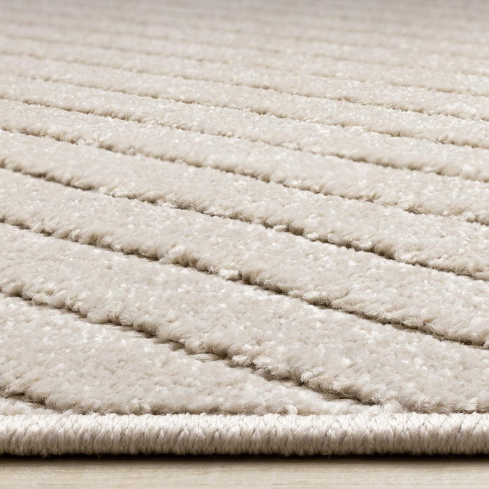 Tapis design a rayures angulaires beige Oslo, 5'3\" x 7'7'