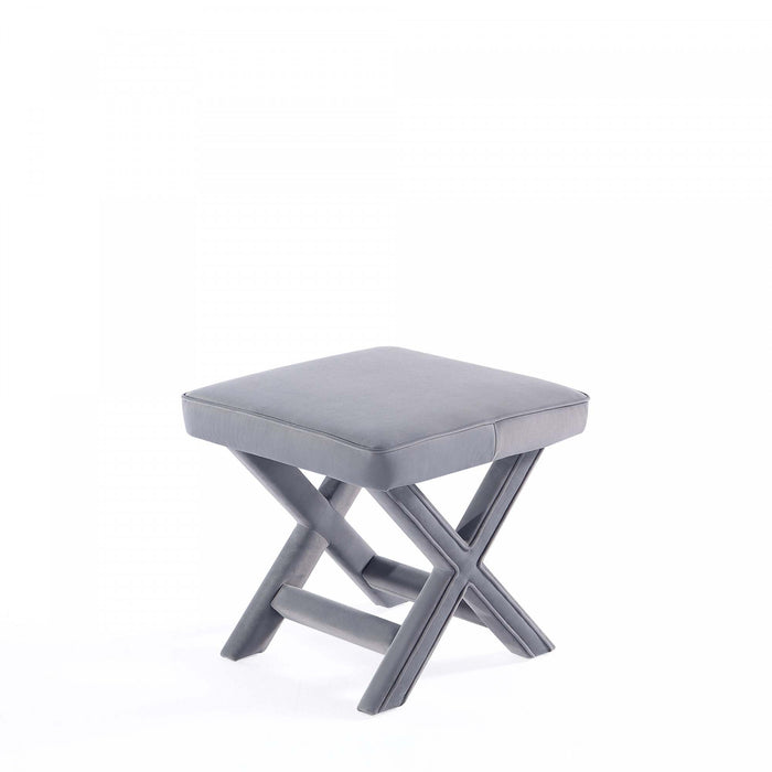 Banc d’appoint Abigail style milieu du siecle moderne en velours gris