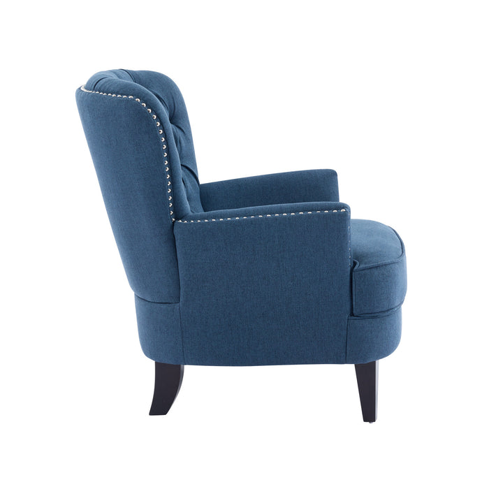 Arcadia Fauteuil de Salon d'Inspiration Vintage a Clous Decoratifs et Dossier Courbe, Bleu Marine