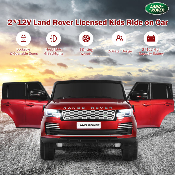 Costway 2 * 12v 2 Places Land Rover Enfants Sous Licence Sur La Voiture 4wd W / Peinture De Surface A Distance Rouge