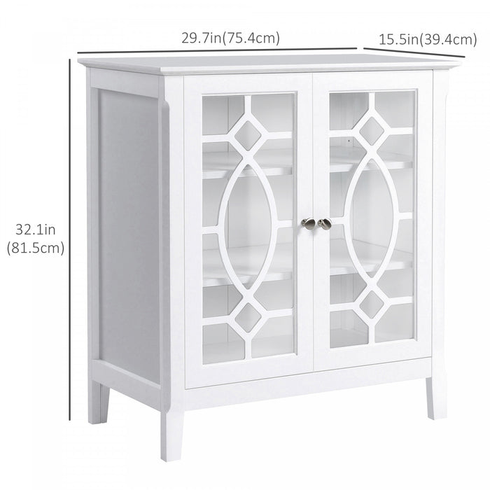 HOMCOM Buffet Vitrine 2 Portes Verre Etageres Reglables