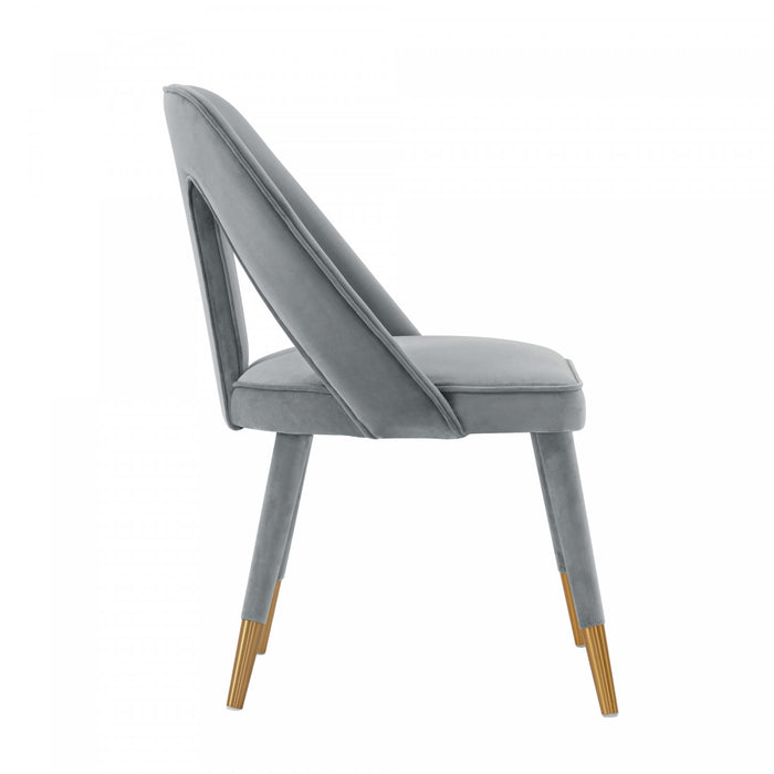 Chaise de salle a manger moderne Neda en velours gris - Lot de 2