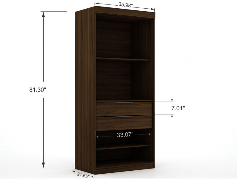 Armoire contemporaine moderne Mulberry 36\" en brun chataigne - Lot de 2