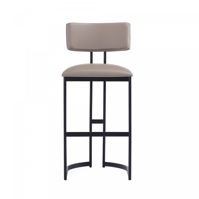 Tabouret de bar moderne contemporain en metal Juno, couleur taupe
