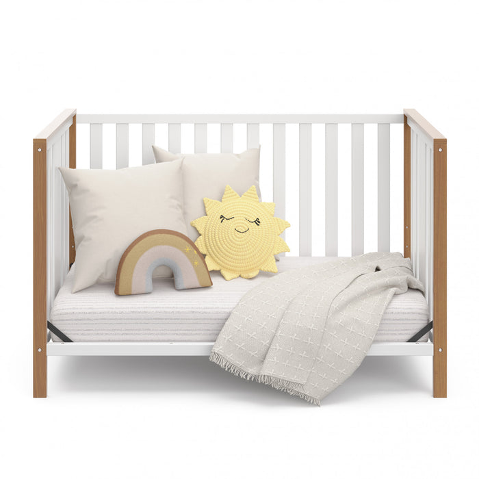 Storkcraft Modern Pacific Lit de bebe convertible 4-en-1 - Blanc avec vintage bois clair