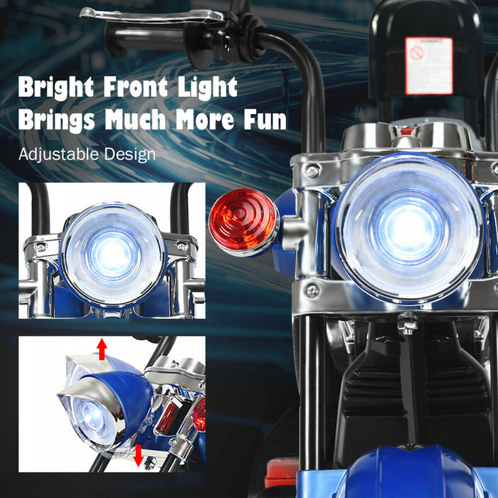 6v Enfants Rouler Sur Moto Helicoptere 3 Roues Trike Avec Phare Bleu