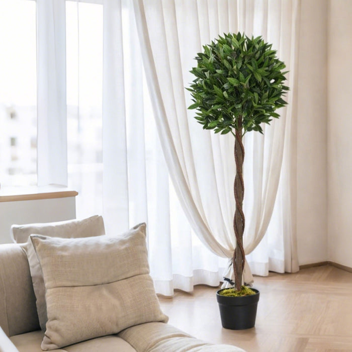 Outsunny Lot de 2 Arbres Artificiels de Laurier 4pi avec Pot