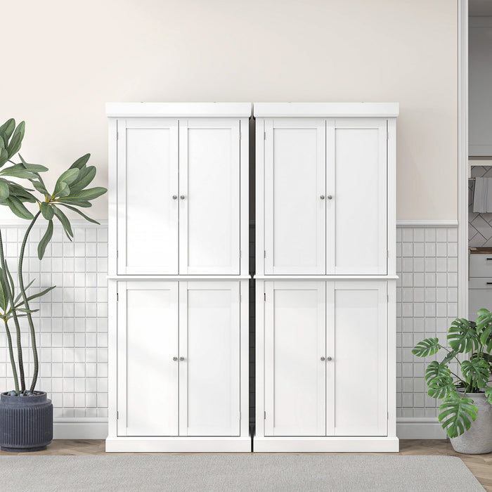 HOMCOM Garde-Manger Cuisine 4 Portes Autoportant Etageres Blanc