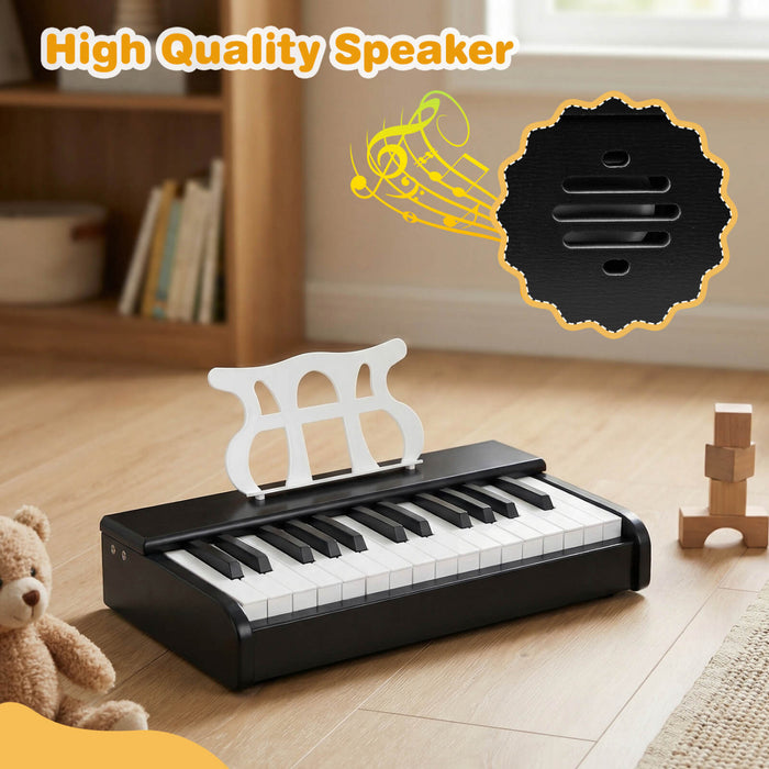 Costway Clavier de Piano pour Enfants 30 Touches avec Pupitre Amovible et Fonction Demarrage a Une Touche - Noir