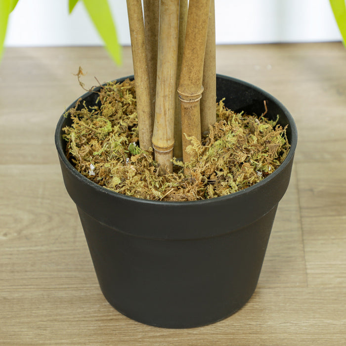 Outsunny Lot de 2 Bambous Artificiels, 5pi, Plante Decorative en Pot