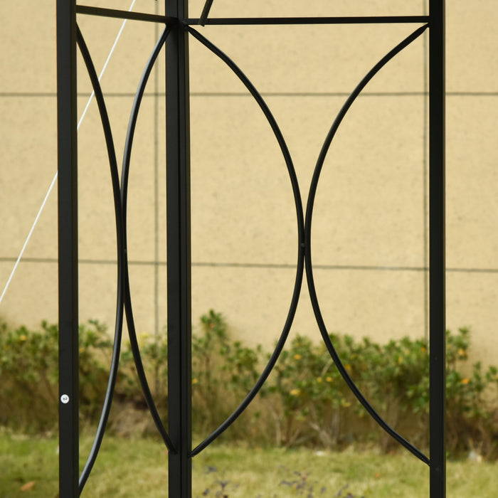 Outsunny 10' X 10' Pavillon De Jardin Tonnelle Barnum Gazebo Avec Parois Laterales Gris Fonce