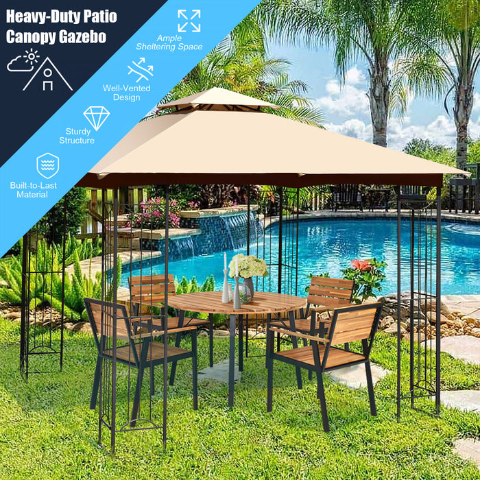 Costway 10’ X 10’ Patio Canopy Gazebo Exterieur 2-tier Tente En Acier Robuste En Forme De L