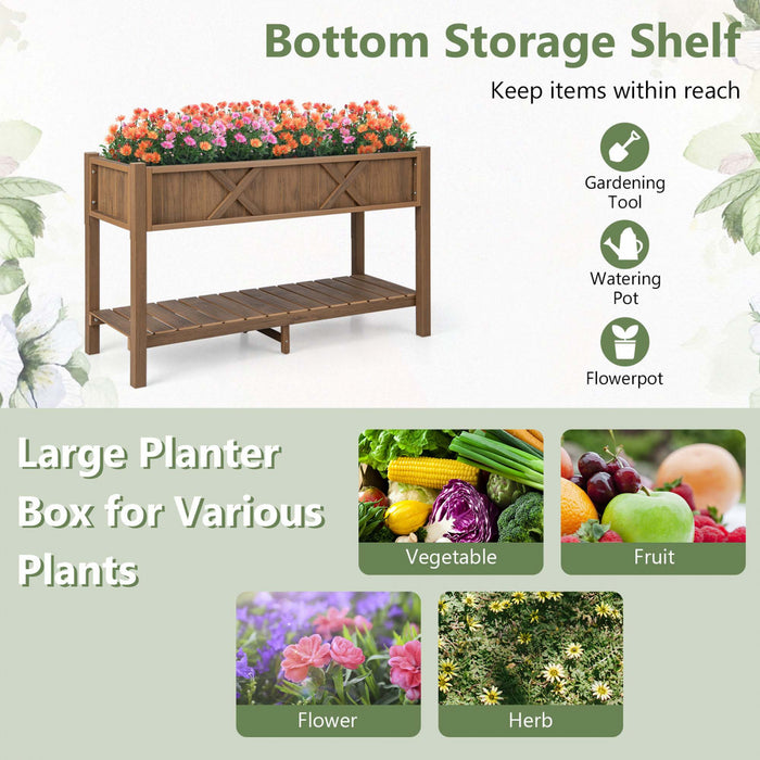 Costway Hips Souleve Lit De Jardin Poly Bois Eleve Planter Boite Avec Les Jambes, Cafe Etagere De Stockage