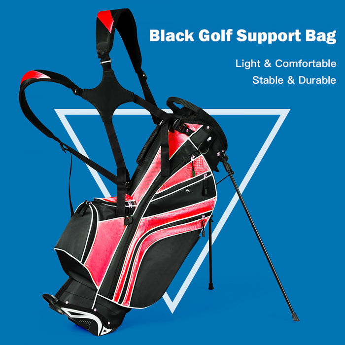 Costway Golf Stand Cart Bag Club W/6 Way Divider Carry Organizer Poches Stockage Rouge