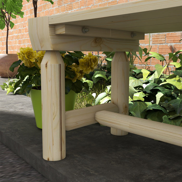 Banc D'arbre De Jardin Rond En Bois Outsunny Avec Siege A Lattes, Naturel
