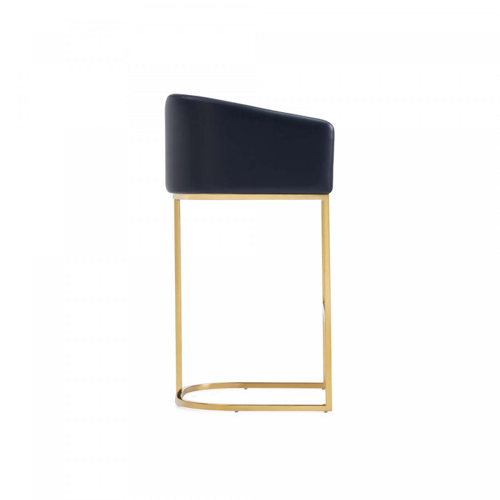 Tabouret de bar rembourre en metal noir style mid-century modern Louvre - Lot de 2