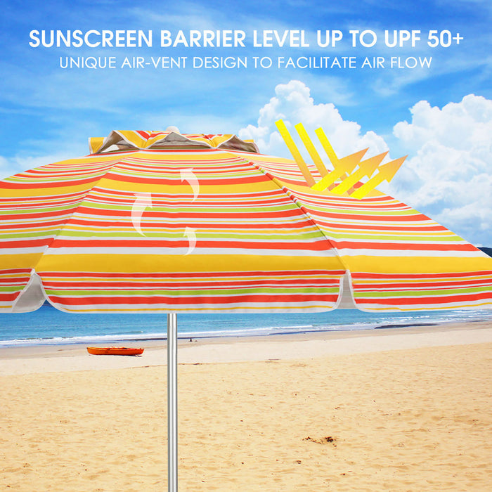 Costway Parasol de plage pour patio de 6,5 pieds, protection solaire, inclinaison, sac de transport