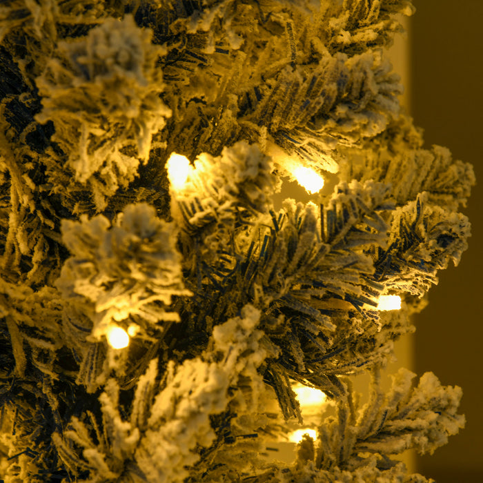 Homcom Arbre De Noel Artificiel Pre-eclaire De 6 Pi, Pointes Enneigees