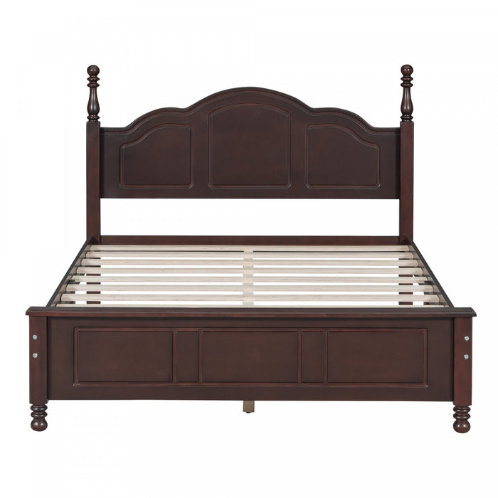 Jessie Lit a plateforme de style retro avec support a lattes en bois, taille double, noyer