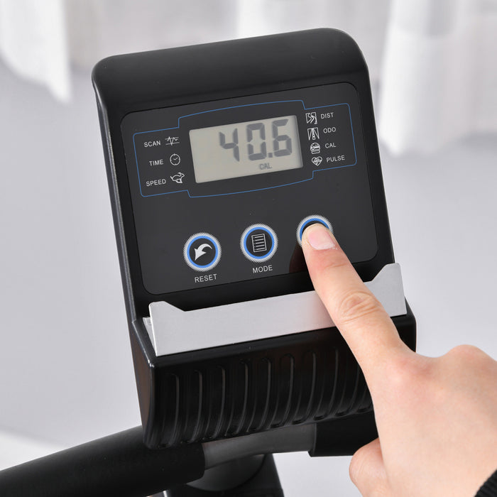 Soozier Velo D'exercice Couche Velo D'entrainement Magnetique D'interieur Velo D'entrainement Stationnaire Velo Avec 8 Resistances Reglables, Support De Tampon Porte-bouteille Moniteur Lcd, Gris