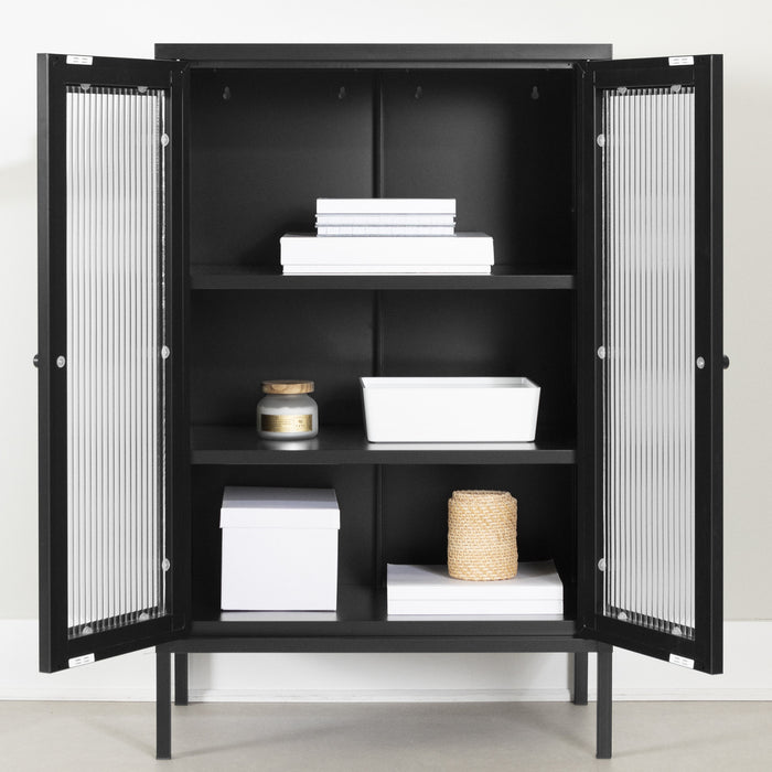 Armoire décorative Kodali avec portes en verre - noire