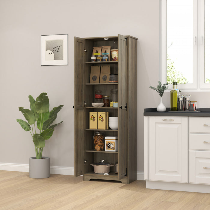 HOMCOM Armoire de garde-manger de 67 po, armoire de rangement, gris vieilli