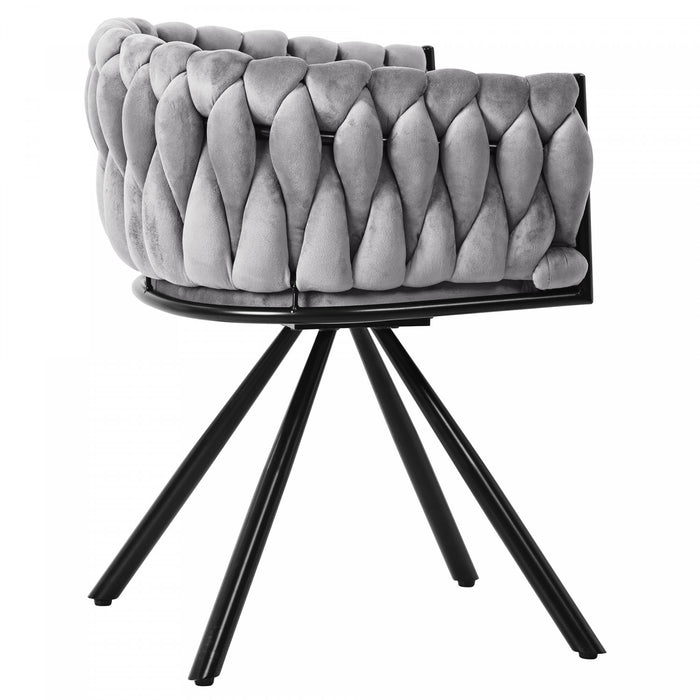 Chaises de salle a manger pivotantes Amelia en velours avec revetement capitonne et pieds en metal, lot de 2, gris