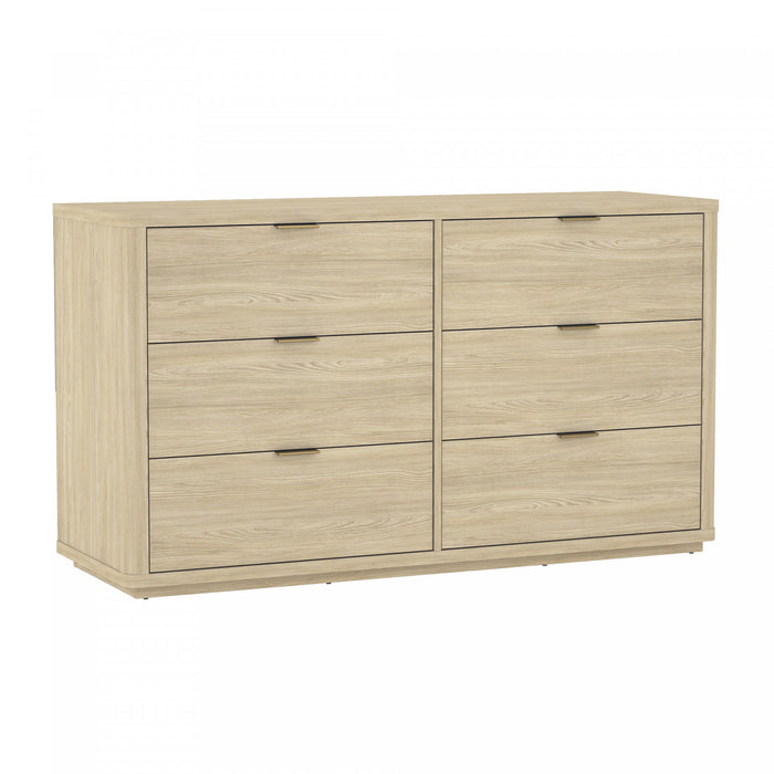 Commode moderne Evelyn 60\" en naturel (6 tiroirs)