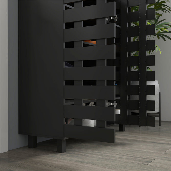 HOMCOM Armoire a chaussures avec placard a 5 niveaux et 5 etageres ouvertes