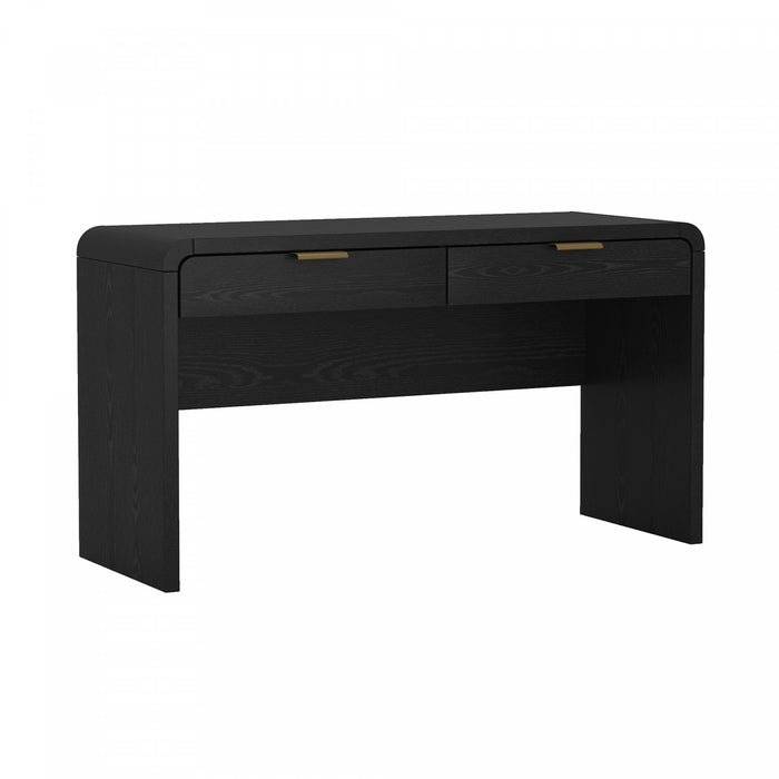 Bureau moderne Grace 54\" en noir et or (2 tiroirs)