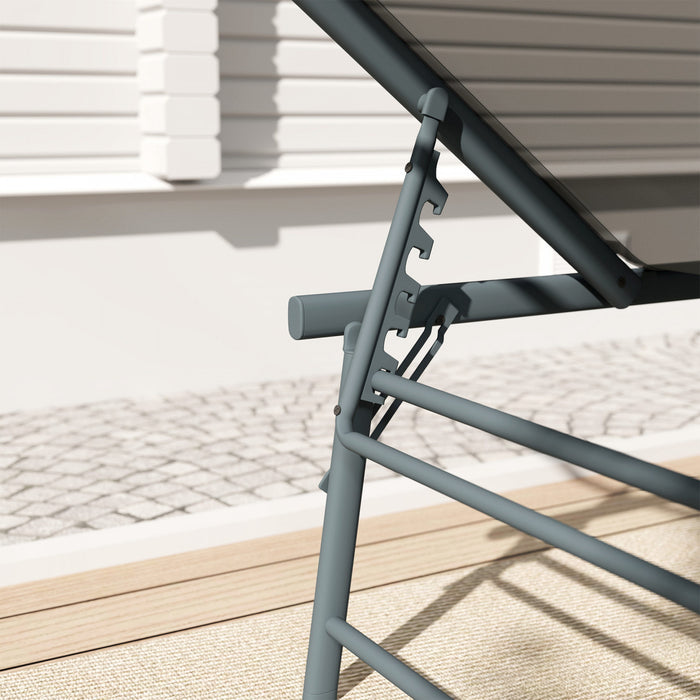 Outsunny Lot De 2 Chaises Longues Pliantes, Dossier Reglable, Gris Clair