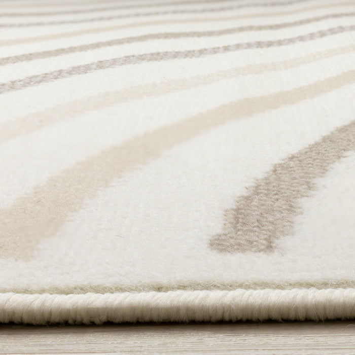 Carpette Forte crème, beige et brune à motif de lignes courbées - 5 pi 3 po x 7 pi 5 po