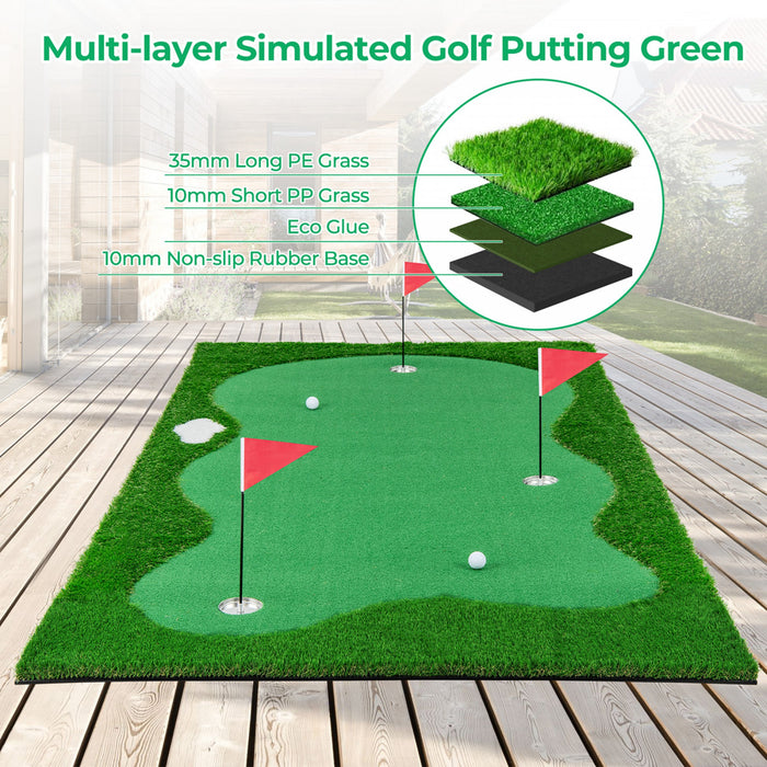 Costway 10 X 5 Ft Golf Mettant Vert Tapis D'entrainement Professionnel De Golf Avec 2 Balles De Golf