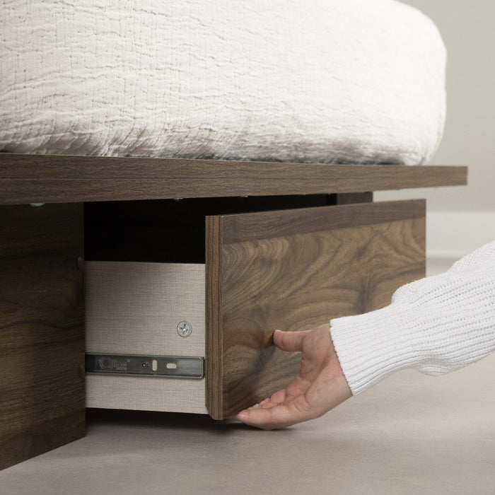 Musano Ensemble Lit Plateforme Et Tete De Lit Noyer Naturel, De Meubles South Shore