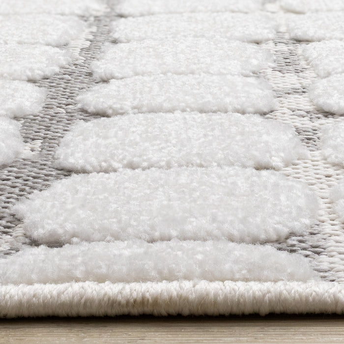 Tapis Oslo White a grands galets, 7'10\" x 10'6\"