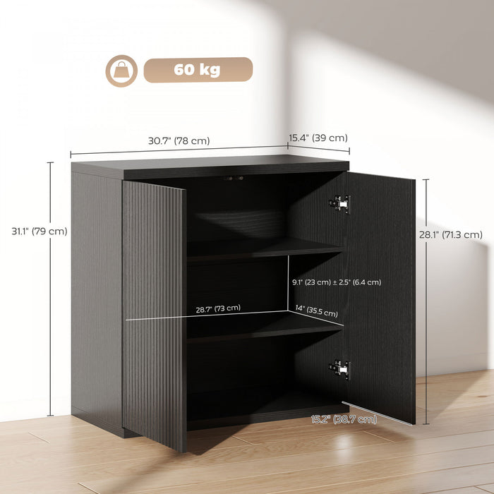 HOMCOM Buffet, Ensemble de 2, Meuble de Cuisine Rainure, Noir Gris Vieilli